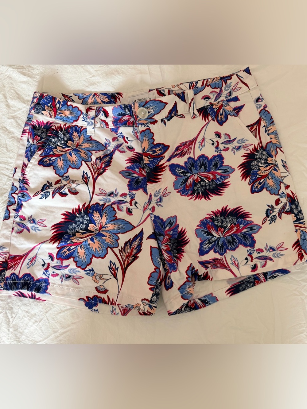 Liz Claiborne Shorts with Blue & Red Floral Print